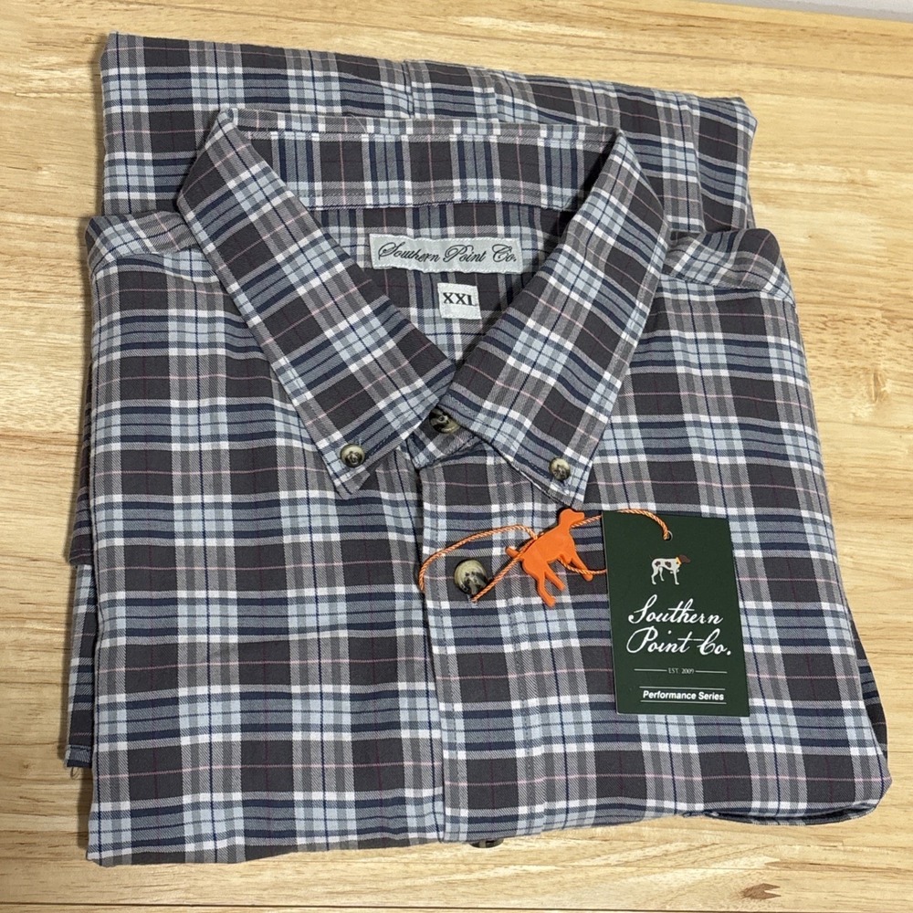 Southern Point Co Shirt Gray Brushed‎ Twill Plaid Long Sleeve Gray Pink NWT XXL